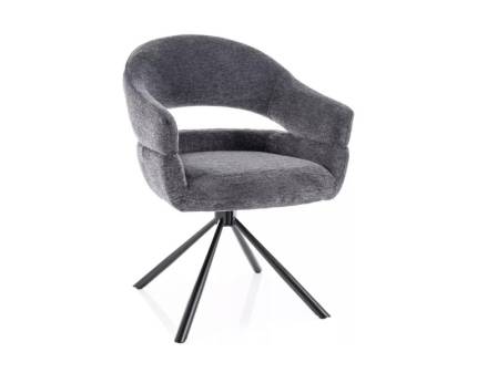 Scaun tapitat BORGO RAVEN rotativ, material textil dark grey 58x60xH87cm, picioare negre