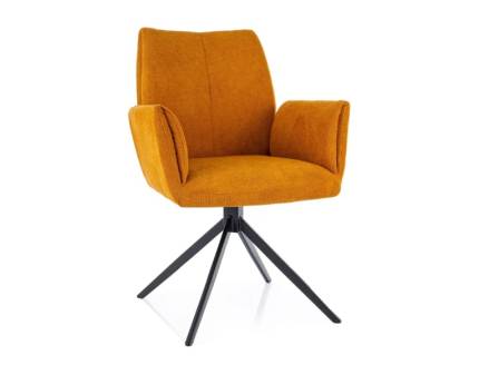 Set 4 scaune tapitate COCO II VARDO rotative, material textil curry 60x64xH87cm, picioare negre