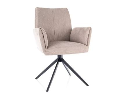 Scaun tapitat COCO II VARDO rotativ, material textil beige 60x64xH87cm, picioare negre