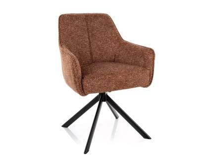 Scaun tapitat NOTTI LEO rotativ, material textil cinnamon 55x62xH83cm, picioare negre 