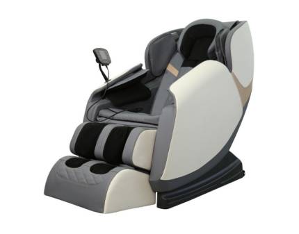 Fotoliu SOLARIA cu mecanism de masaj, incarcare USB integrata, difuzoare, functie de incalzire, spatar reglabil, ecopiele crem 50x140-187xH85-105cm