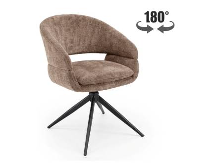 Scaun tapitat K602 rotativ, material plusat brown 57x62xH82cm, picioare negre 