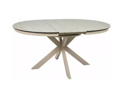 Masa extensibila PORTO CERAMIC TRAVERTIN din sticla securizata si ceramica Travertin, metal casmir 120-160xH76cm 