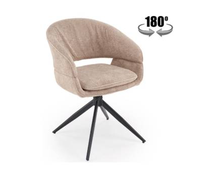 Scaun tapitat K602 rotativ, material plusat cappuccino 57x62xH82cm, picioare negre 