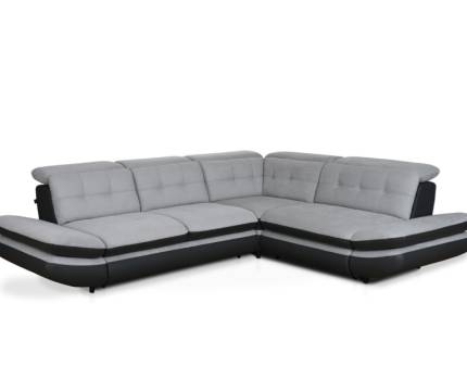 Coltar extensibil STRATUS XL cu lada pentru depozitare, tetiere reglabile, cotiere reglabile, gri- deschis/ inchis, mediu 316x264cm