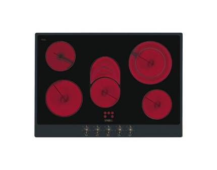 Plita incorporabila vitroceramica retro Smeg Colonial P875AO, 70 cm, rama antracit