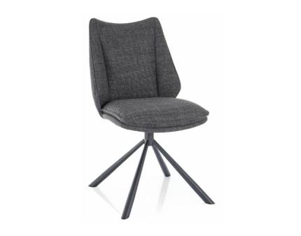 Scaun tapitat KENZIE BJORN rotativ, material textil grey 51x63xH91cm, picioare negre