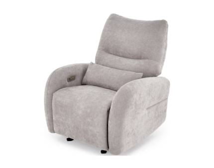 Fotoliu SAXON cu recliner electric, functie de leganare, port USB pentru incarcare telefon, material textil grey 55x85-155xH81-102cm 