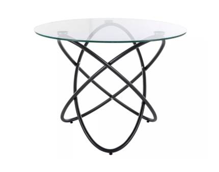 Masa ORBIT BLACK din sticla transparenta, metal negru 100xH75cm