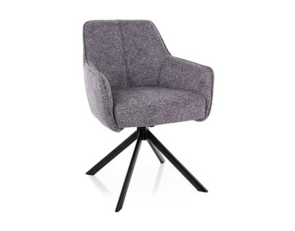 Scaun tapitat NOTTI LEO rotativ, material textil grey 55x62xH83cm, picioare negre  