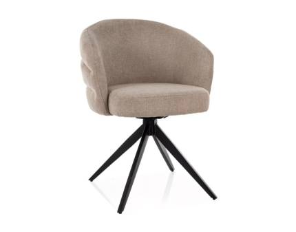 Scaun tapitat ORES rotativ, material textil dark beige 62x61xH83cm, picioare negre