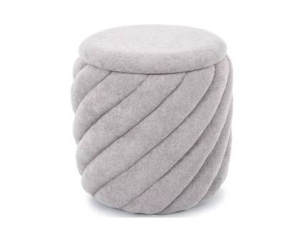 Taburet PELARO cu spatiu pentru depozitare, material textil gri 42xH41cm
