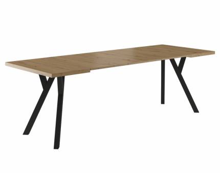 Masa extensibila MERLIN WOOD din PAL laminat stejar metal negru 90-240x90xH76cm