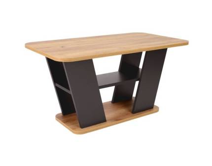 Masuta PLATON WOTAN cu spatiu tip suport, din PAL stejar wotan + maro 90x60xH46cm