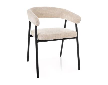 Scaun tapitat KATANA BLACK material textil cream 57x57xH75cm, picioare negre 
