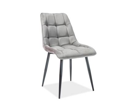 Scaun tapitat CHIC VELVET catifea grey 50x58xH88cm, picioare negre