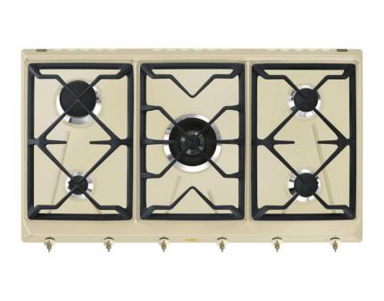 Plita incorporabila pe gaz Smeg Colonial SRV896POGH, 90 cm, crem, retro