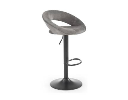 Scaun tapitat pentru bar H102 reglabil pe inaltime, catifea grey 53x48xH7-100cm, picior negru