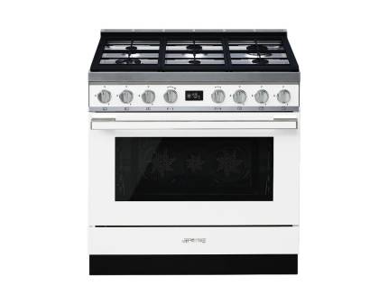 Masina de gatit mixta Smeg Portofino CPF9GPWH, 90 cm, alb, 6 arzatoare, pirolitic