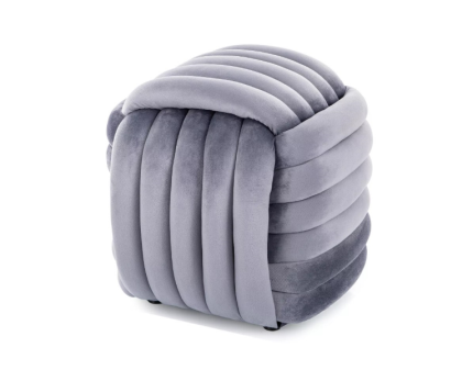 Taburet BRUNI VELVET cu design cozy, catifea gri 45x45xH42cm