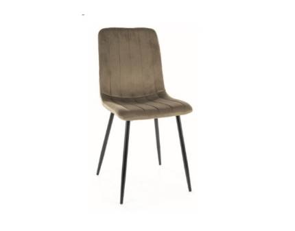 Scaun tapitat ALAN VELVET catifea olive 45x52xH91cm, picioare negre