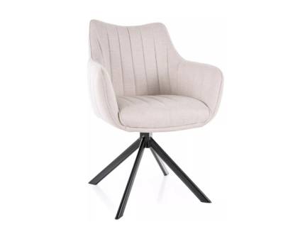 Scaun tapitat AZALIA VELVET rotativ, catifea cream 61x58xH86cm, picioare negre