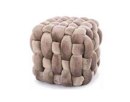 Taburet FARIS VELVET cu design cozy, catifea bej inchis 45x45xH41cm