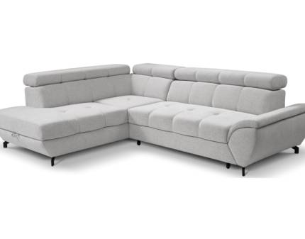 Coltar extensibil BOSA cu lada pentru depozitare, tetiere reglabile, personalizabil 263x210cm