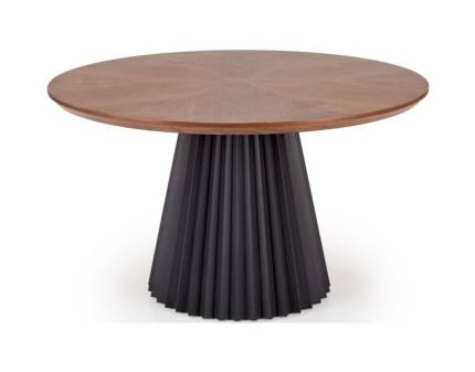 Masa HEVELIUS din MDF si furnir natural nuanta nucului 130xH77cm, otel vopsit negru in camp electrostatic
