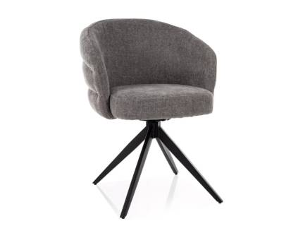 Scaun tapitat ORES rotativ, material textil grey 62x61xH83cm, picioare negre 