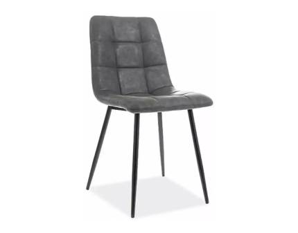 Scaun tapitat LOOK ecopiele grey 45x38xH88cm, picioare negre 