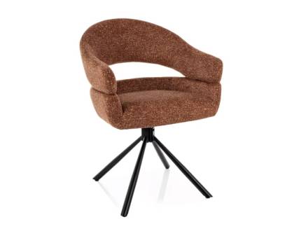 Scaun tapitat BORGO LEO rotativ, material textil cinnamon 58x60xH87cm, picioare negre 