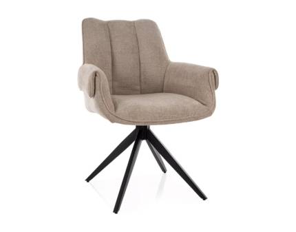 Scaun tapitat GIO rotativ, material textil dark beige 62x62xH86cm, picioare negre