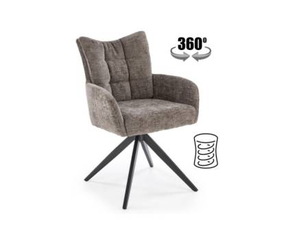 Scaun tapitat K540 rotativ, cu arcuri, material textil grey 46x63xH89cm, picioare negre 