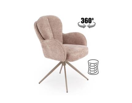 Scaun tapitat K592 CS rotativ, cu arcuri, material textil beige 62x69xH92cm, picioare casmir