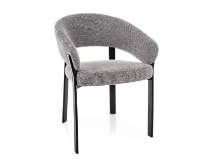 Scaun tapitat NAGOJA material textil grey 56x60xH80cm, picioare si cadru negru