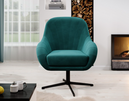 Fotoliu COCO rotativ, material textil-raiat 76x84xH86cm