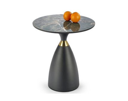 Masuta MORENA din ceramica cu efect de marmura turcoaz + negru, metal negru + auriu 50xH52cm