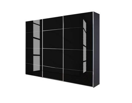 Dulap gri metalic/sticla neagra 271x210x62cm KULMBACH