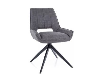 Scaun tapitat TELLO BJORN rotativ, material textil grey 54x61xH84cm, picioare negre