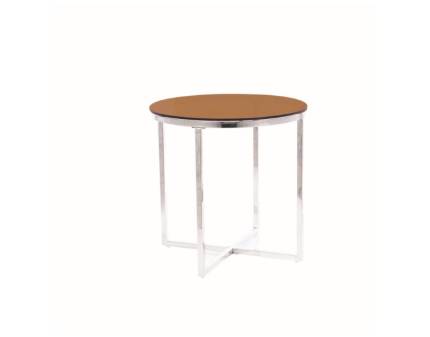 Masuta CRYSTAL B din sticla intarita chihlimbar, metal crom 55xH55cm 