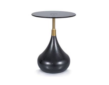 Masuta TAURUS din sticla termorezistenta fumurie, metal negru + auriu 40xH54cm