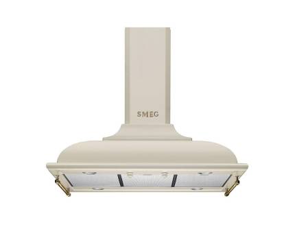 Hota insula Smeg Cortina KCI19POE, 90 cm, crem cu estetica alama
