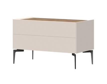 Comoda TV cu picioare negre si 2 sertare SKY 45 90x37x47cm casmir/ stejar tabac