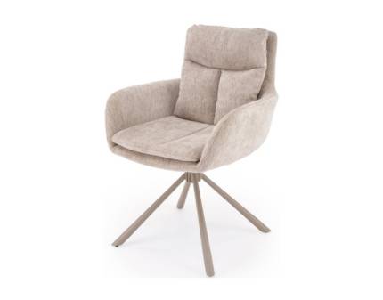 Scaun tapitat K495 rotativ, confortabil, material textil beige 50x50xH87cm, picioare casmir