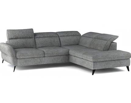 Coltar extensibil ALESSIO cu lada pentru depozitare, tetiere reglabile, gri 250x190cm