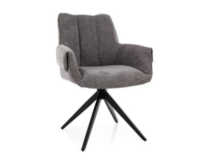Scaun tapitat GIO rotativ, material textil grey 62x62xH86cm, picioare negre