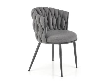 Scaun tapitat K516 elegant, material textil grey 40x48xH79cm, cadru si picioare negre
