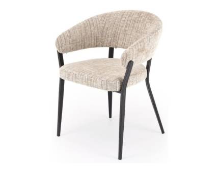 Scaun tapitat K609 material textil beige 58x56xH77cm, picioare negru