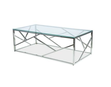 Masuta ESCADA A SILVER din sticla transparenta, metal crom 120x60xH40cm